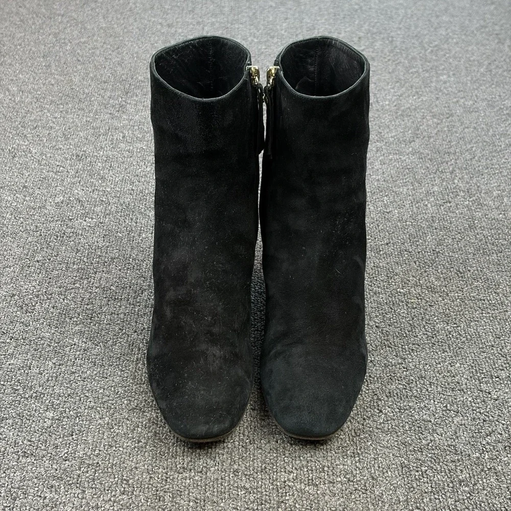 M.Gemi Women's EU 40 Black Suede Ankle Boots Block Heel Zip Made in Italy